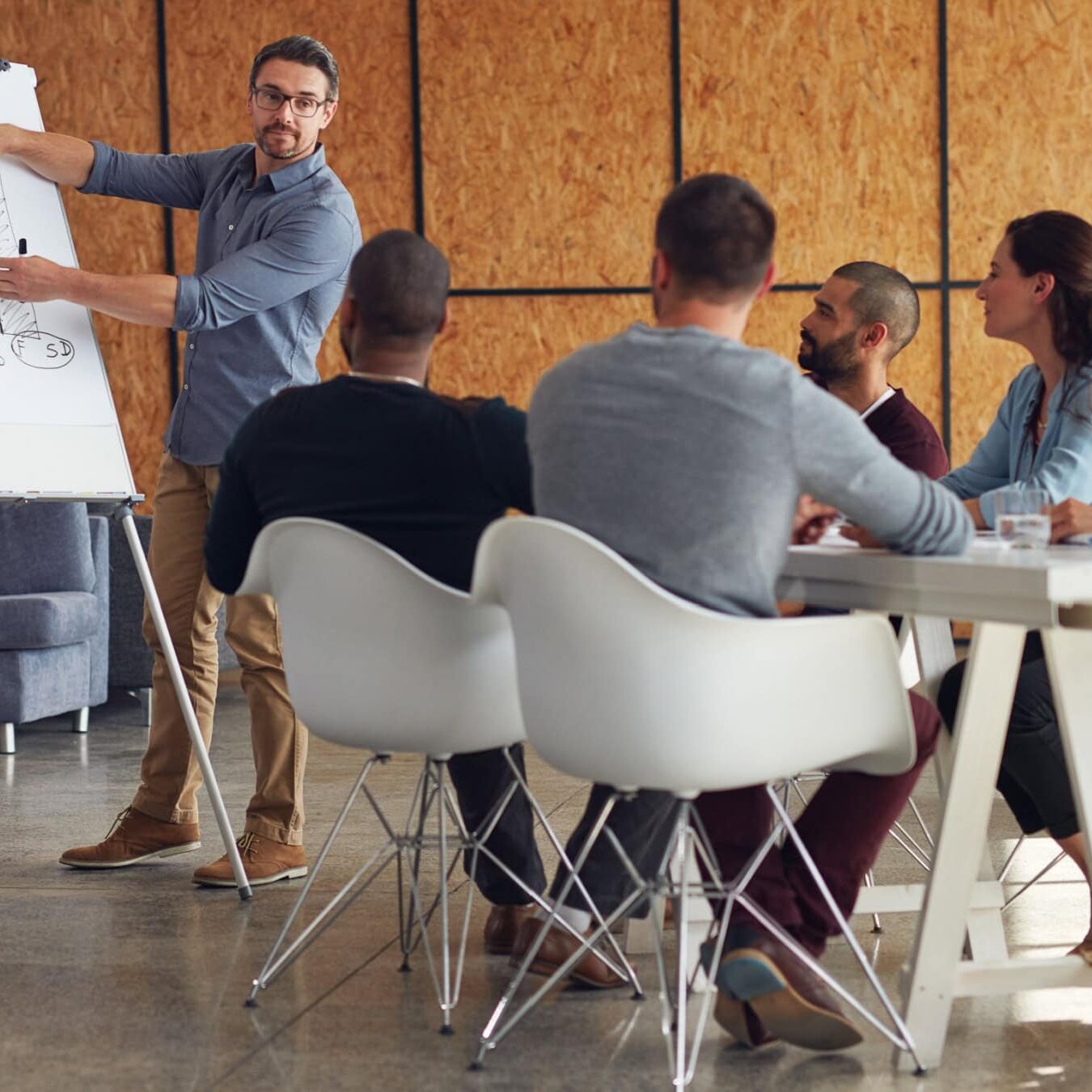 icf-fostering-coaching-culture A man presents to a group of people in an organizations about coaching cultures